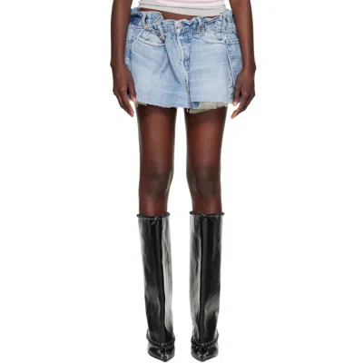 August Barron Blue Scrunch Denim Skirt