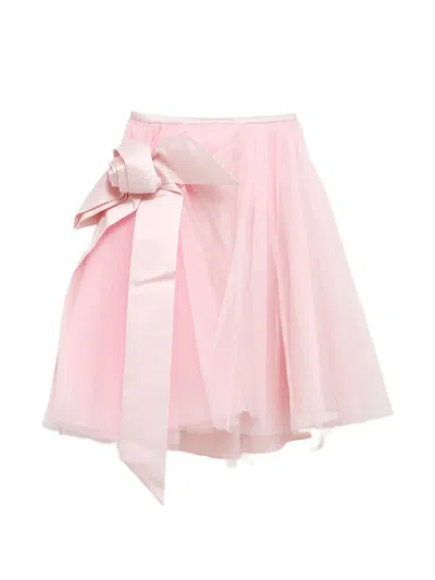 August Barron Bow-detail Tulle Skirt In Pink