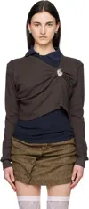 August Barron Brown & Navy Pulled Polo In Brown