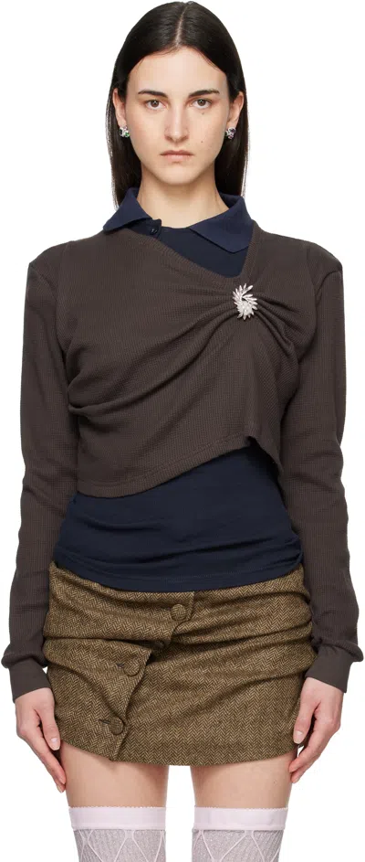 August Barron Brown & Navy Pulled Polo