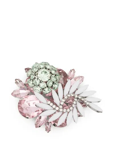August Barron Cluster Crystal-embellished Floral Brooch In Metallic