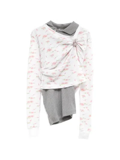August Barron Floral-print Sweater In White