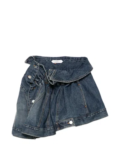 August Barron Fold-over Asymmetric Skirt In Blue