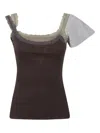 August Barron Lace-trim Double-layer Tank Top In Brown