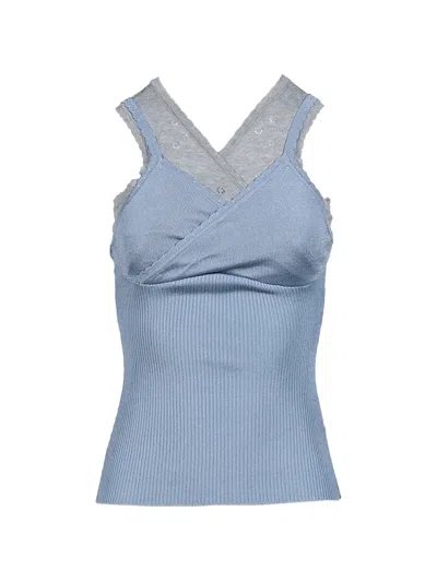 August Barron Layered Double Camisole Top In Blue
