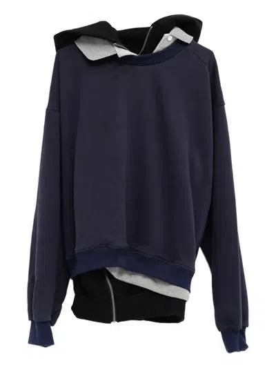 August Barron Layered Hoodie In Blue