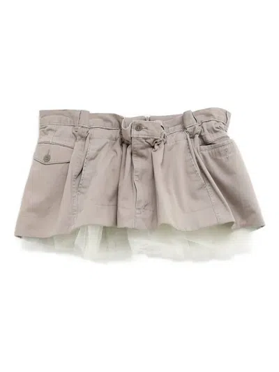 August Barron Layered Mini Skirt In Neutral