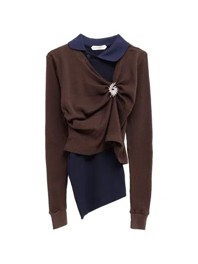 August Barron Layered-effect Sweater In Brown