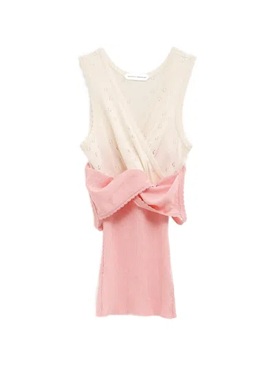 August Barron Pointelle-knit Wrap-style Top In Pink