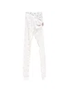 August Barron Pulled Down Floral-print Leggins In White