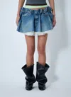 August Barron Scrunched Denim Mini Skirt In Blue