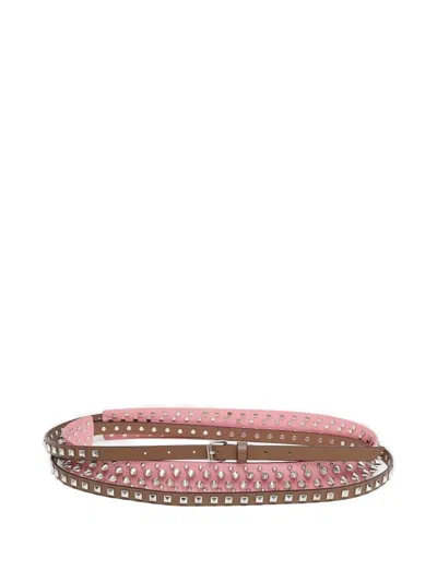 August Barron Studded Leather Belt In Multi
