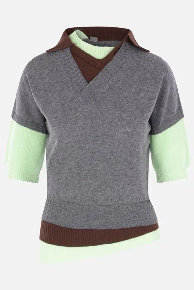 August Barron Layered-design Sweater In Gray