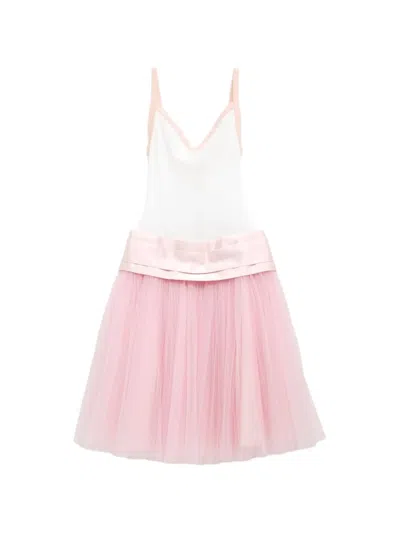 August Barron Tulle-skirted V-neck Mini Dress In Pink