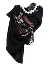 August Barron Twisted Graphic-print Beaded T-shirt In Black