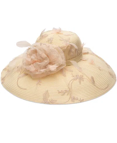 August Hats Butterfly Sheer Overlay Widebrim Hat In Pink