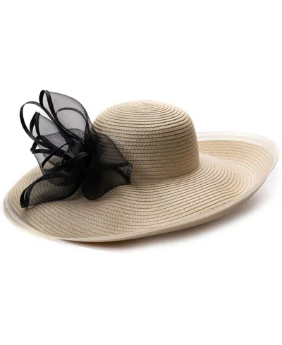 August Hats Extra Wide Brim Crinoline Hat In Brown