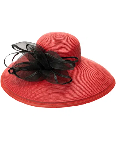 August Hats Extra Wide Brim Crinoline Hat In Red