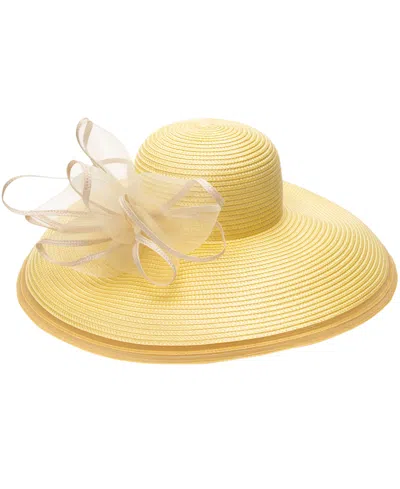 August Hats Extra Wide Brim Crinoline Hat In Yellow