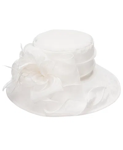 August Hats Lace Organza Wide Brim Hat In White