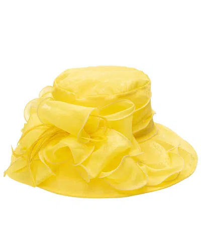 August Hats Lace Organza Wide Brim Hat In Yellow