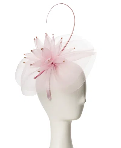 August Hats Mesh Flower Bead Fascinator Hat In Pink