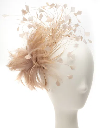 August Hats Multi Feather Fascinator In Taupe