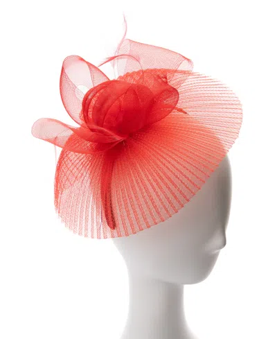 August Hats Pleated Crinoline Bow-detail Fascinator Hat In Red