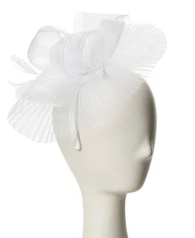 August Hats Pleated Crinoline Bow-detail Fascinator Hat In White