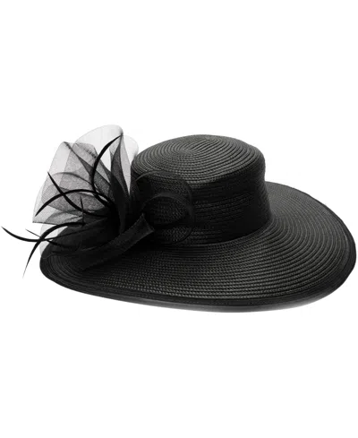 August Hats Sheer Edge Wide Brim Hat In Black