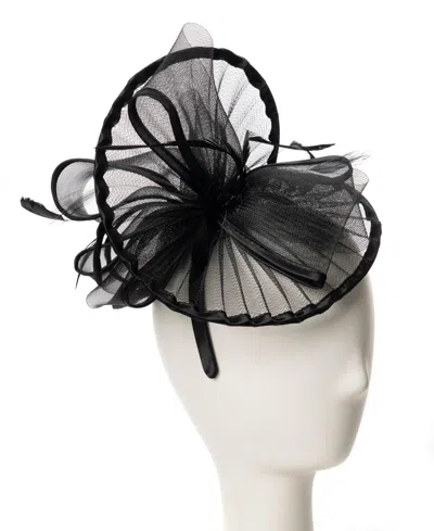 August Hats Sheer Pleated Fascinator Hat In Black