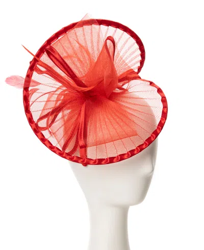August Hats Sheer Pleated Fascinator Hat In Red