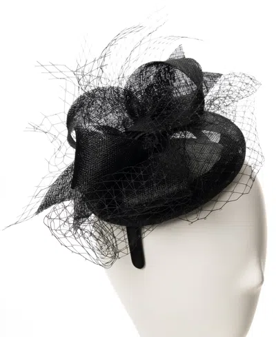 August Hats Sinamay Bow Net Fascinator Hat In Black
