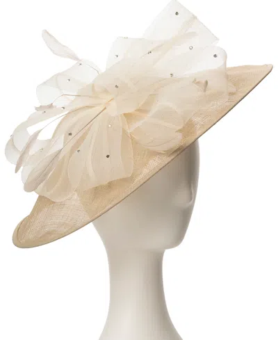 August Hats Sinamay Imitation Pearl Fascinator Hat In Brown