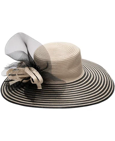 August Hats Striped Wide Brim Hat In Brown