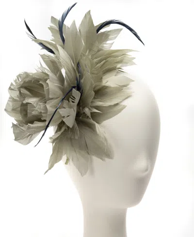 August Hats Sweet Floral Feather Fascinator In Pale Blue