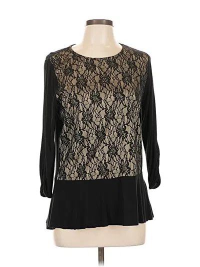 Pre-owned August Silk 3/4 Sleeve Blouse In Black