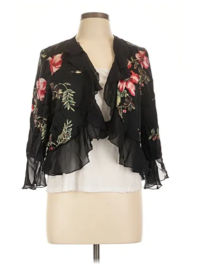 Pre-owned August Silk 3/4 Sleeve Blouse In Black