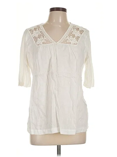 Pre-owned August Silk 3/4 Sleeve Blouse In Ivory