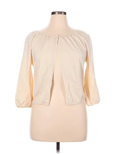 Pre-owned August Silk 3/4 Sleeve Blouse In Ivory
