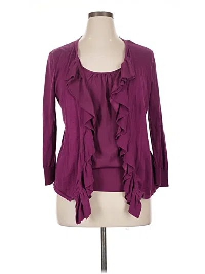 Pre-owned August Silk 3/4 Sleeve Blouse In Purple