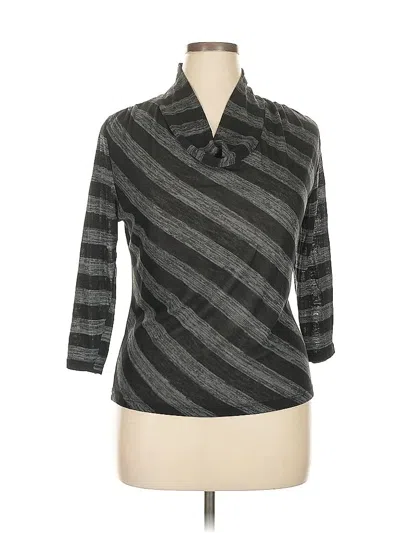 Pre-owned August Silk 3/4 Sleeve Top Black Cowl Neck Tops