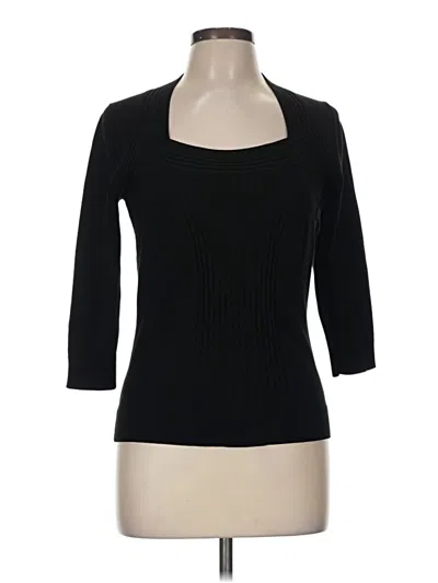 Pre-owned August Silk 3/4 Sleeve Top Black Scoop Neck Tops