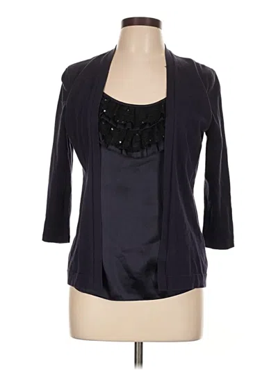 Pre-owned August Silk 3/4 Sleeve Top Black Sweetheart Neckline Tops