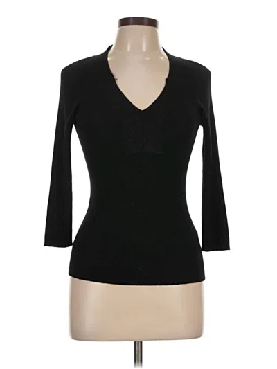 Pre-owned August Silk 3/4 Sleeve Top Black V-neck Tops
