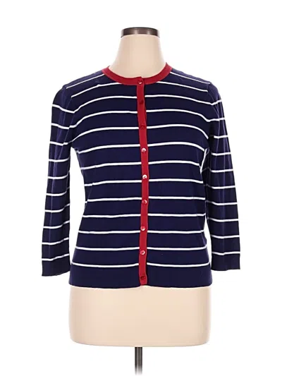 Pre-owned August Silk 3/4 Sleeve Top Blue Mock Neckline Tops
