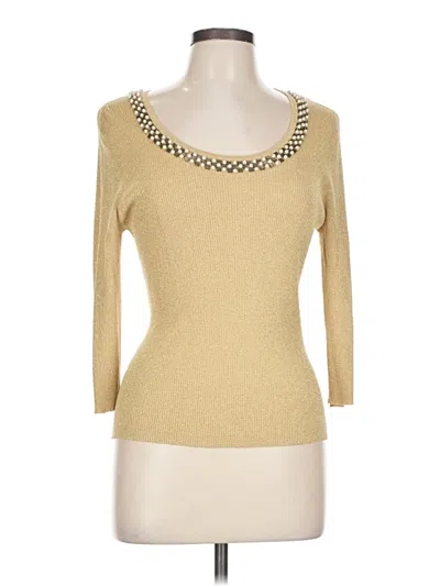 Pre-owned August Silk 3/4 Sleeve Top Gold Scoop Neck Tops