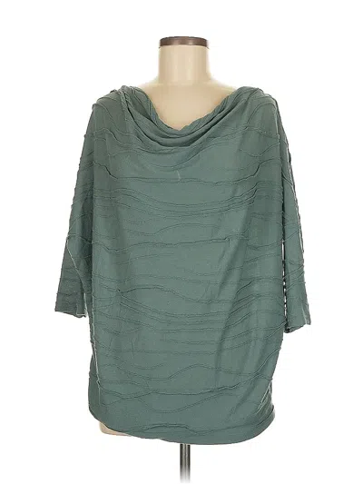 Pre-owned August Silk 3/4 Sleeve Top Green Cowl Neck Tops