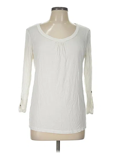 Pre-owned August Silk 3/4 Sleeve Top Ivory Scoop Neck Tops
