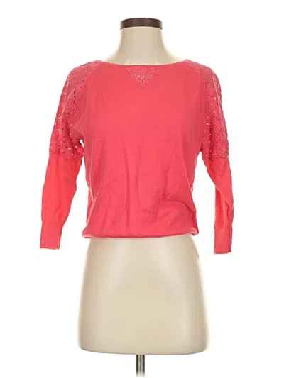 Pre-owned August Silk 3/4 Sleeve Top Pink Boatneck Tops